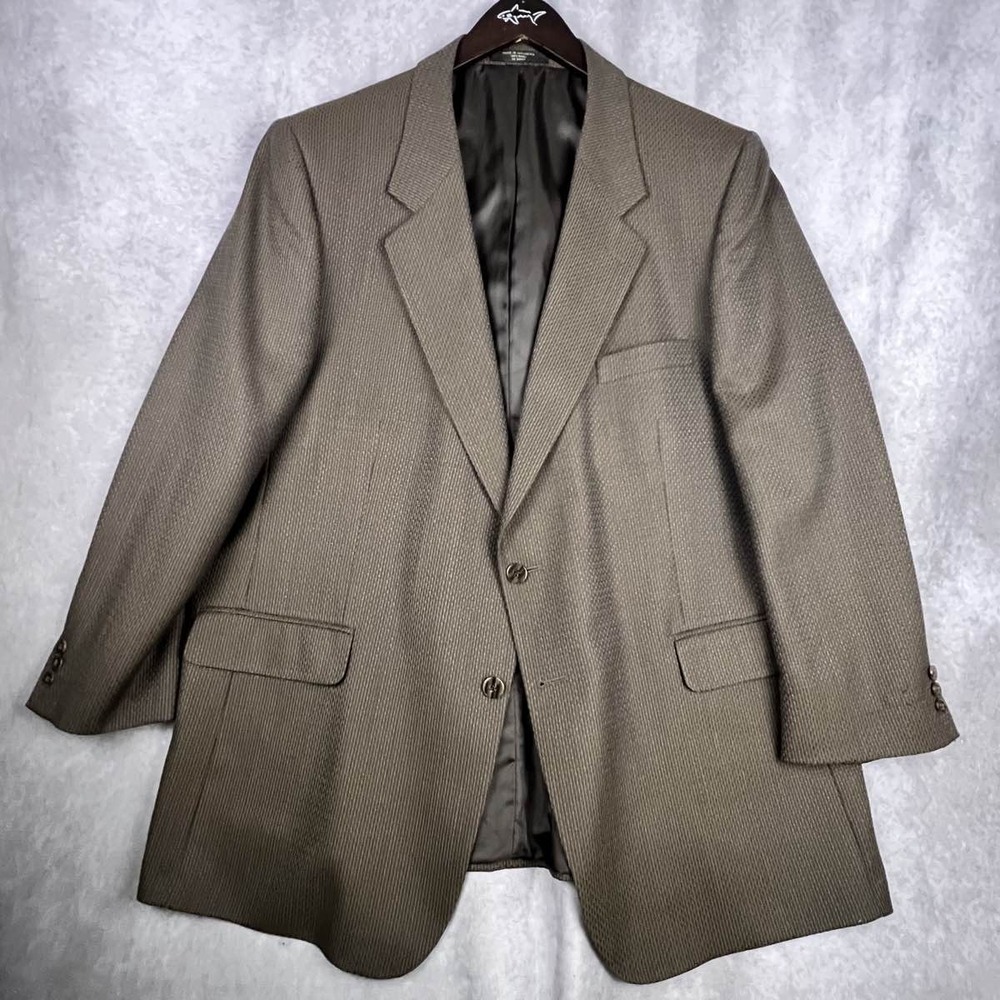 Petrocelli Men's Brown Houndstooth Wool Blend Sport Coat PtoP 26", L 33", Sl 25"